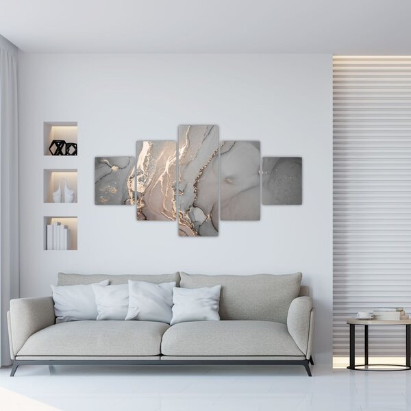 Obraz - Šedo-zlatý mramor (125x70 cm)