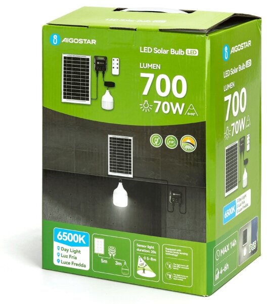 Aigostar - LED Solární lustr se senzorem LED/70W/12V 6000 mAh 6500K pr. 12 cm