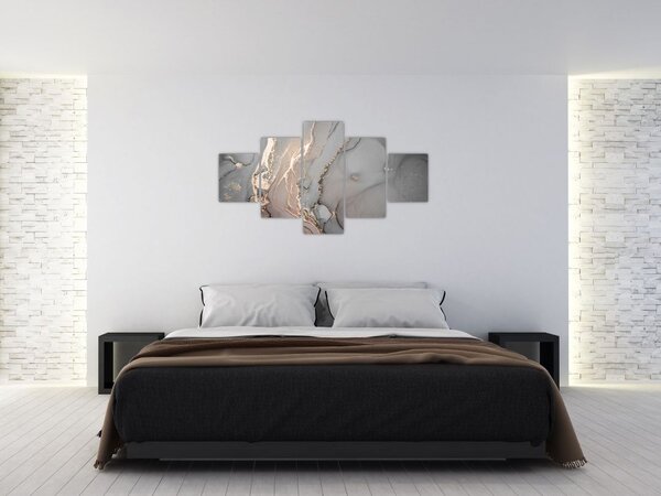 Obraz - Šedo-zlatý mramor (125x70 cm)