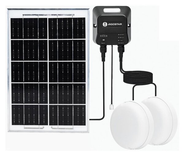 Aigostar - LED Solární svítidlo 2xLED/35W/12V 6000 mAh 6500K pr. 16,8 cm