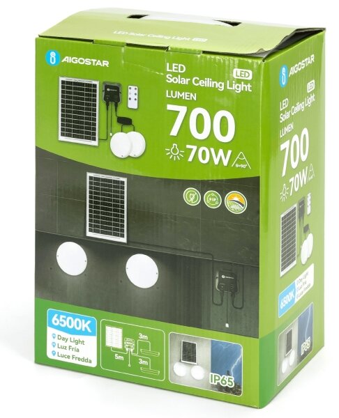 Aigostar - LED Solární svítidlo 2xLED/35W/12V 6000 mAh 6500K pr. 16,8 cm