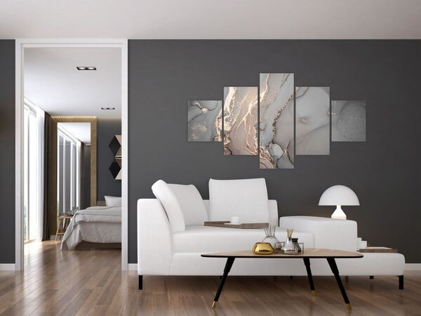 Obraz - Šedo-zlatý mramor (125x70 cm)