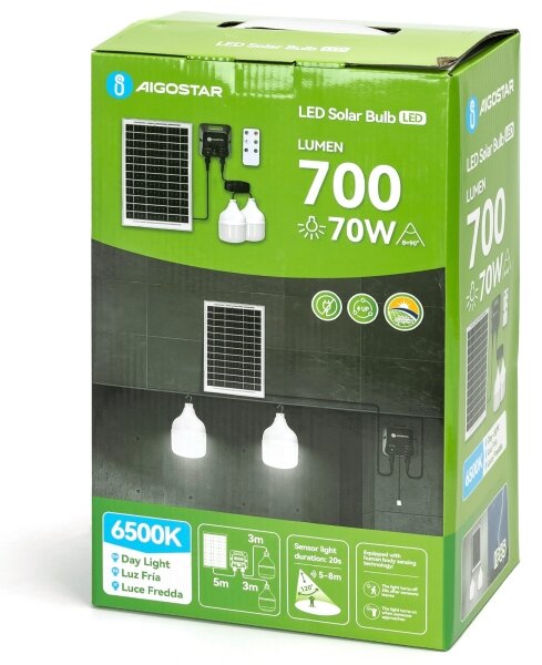 Aigostar - LED Solární lustr se senzorem 2xLED/35W/12V 6000 mAh 6500K pr. 10 cm