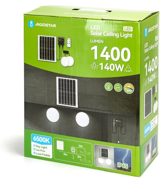 Aigostar - LED Solární svítidlo 2xLED/70W/12V 12000 mAh 6500K pr. 20,5 cm