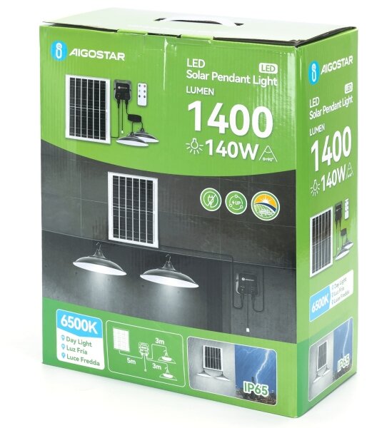 Aigostar - LED Solární lustr 2xLED/70W/12V 12000 mAh 6500K pr. 23,5 cm