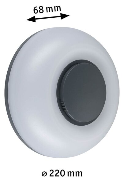 PAULMANN LED venkovní nástěnné svítidlo Aureva IP65 kruhové 220mm 2200 - 4000K 20,5W 230V antracit/bílá polykarbonát