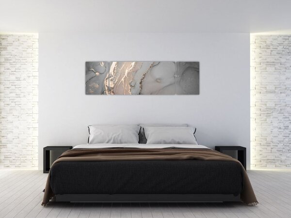 Obraz - Šedo-zlatý mramor (170x50 cm)