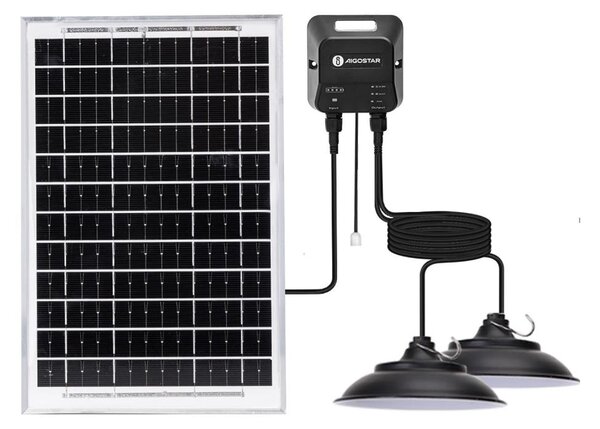 Aigostar - LED Solární lustr se senzorem 2xLED/35W/12V 6000 mAh 6500K pr. 15 cm
