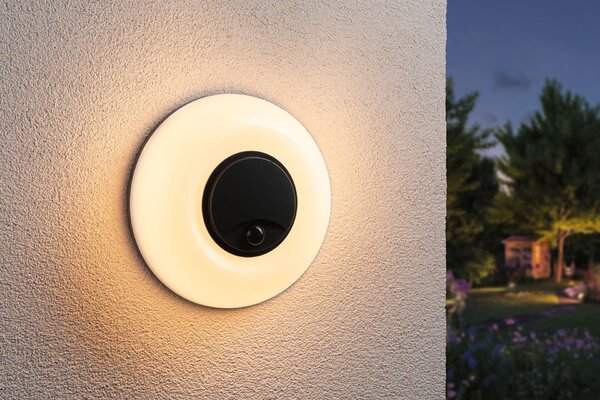PAULMANN LED venkovní nástěnné svítidlo Aureva pohybové čidlo IP65 kruhové 220mm 2200 - 4000K 20,5W 230V antracit/bílá polykarbonát
