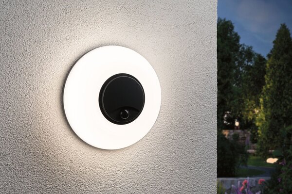 PAULMANN LED venkovní nástěnné svítidlo Aureva pohybové čidlo IP65 kruhové 220mm 2200 - 4000K 20,5W 230V antracit/bílá polykarbonát