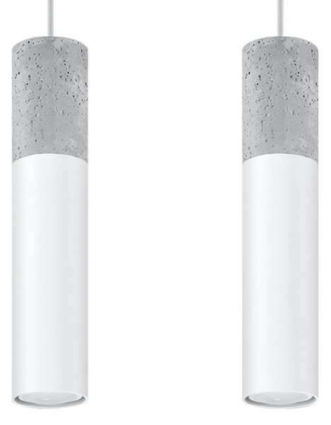 Závěsné svítidlo Borgio, 2x betonové/bílé kovové stínítko