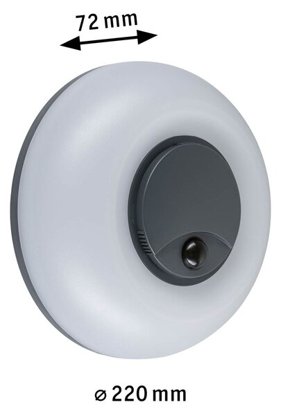 PAULMANN LED venkovní nástěnné svítidlo Aureva pohybové čidlo IP65 kruhové 220mm 2200 - 4000K 20,5W 230V antracit/bílá polykarbonát