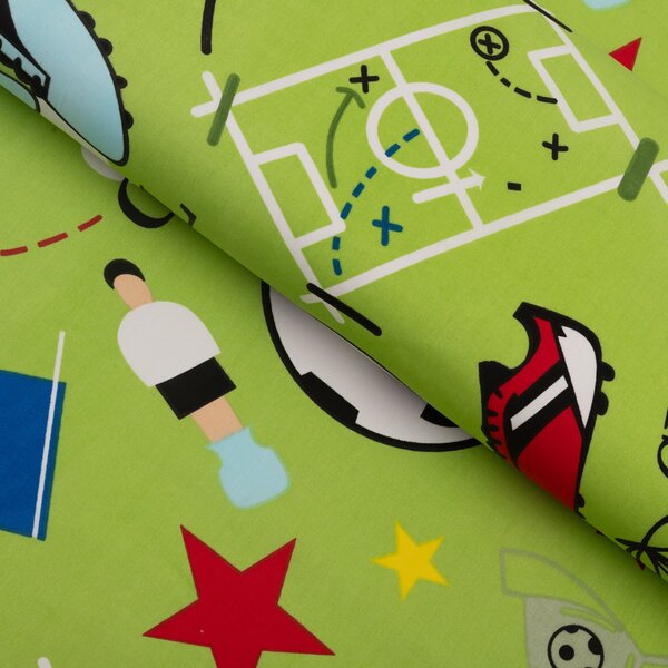 Biante Dětský bavlněný čtvercový ubrus Sandra SA-645 Fotbal to je hra - na zeleném 40x40 cm