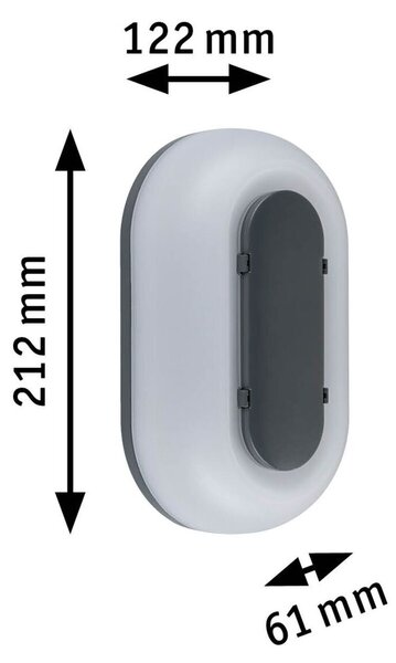 PAULMANN LED venkovní nástěnné svítidlo Elunor IP65 podlouhlé 122x212mm 2200 - 4000K 18,5W 230V antracit/bílá polykarbonát