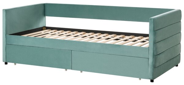 Denní postel s úložným prostorem Umělý samet MARRAY 90 x 200 cm Mátová