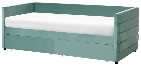 Denní postel s úložným prostorem Umělý samet MARRAY 90 x 200 cm Mátová