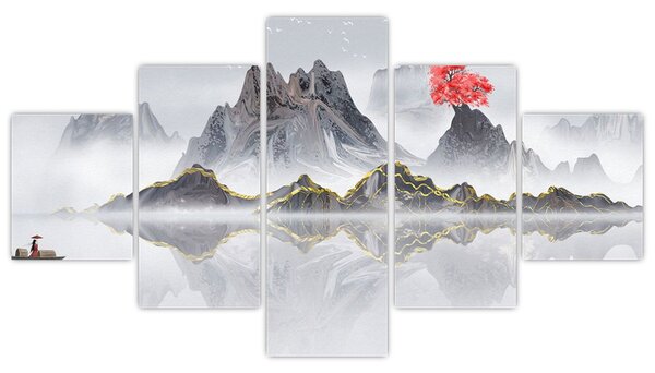 Obraz - Hory v mlze (125x70 cm)