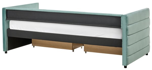 Denní postel s úložným prostorem Umělý samet MARRAY 90 x 200 cm Mátová