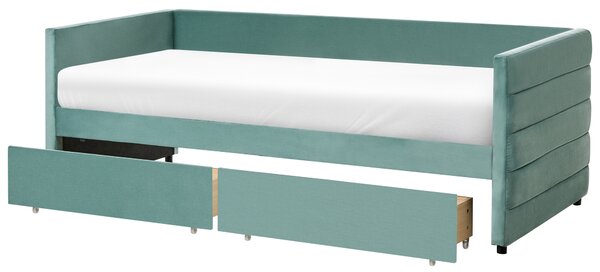 Denní postel s úložným prostorem Umělý samet MARRAY 90 x 200 cm Mátová