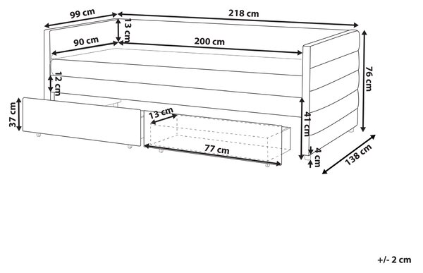 Denní postel s úložným prostorem Umělý samet MARRAY 90 x 200 cm Mátová