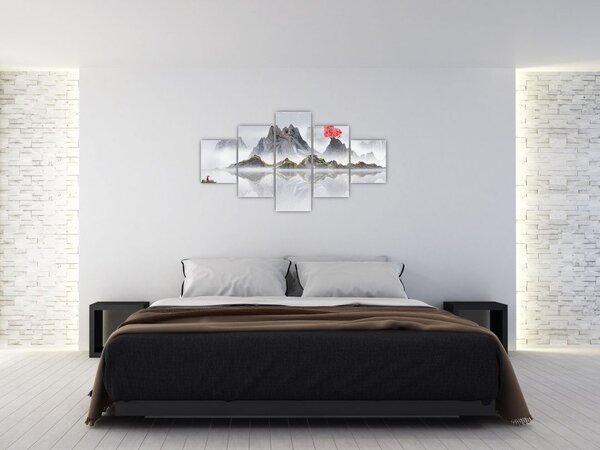 Obraz - Hory v mlze (125x70 cm)
