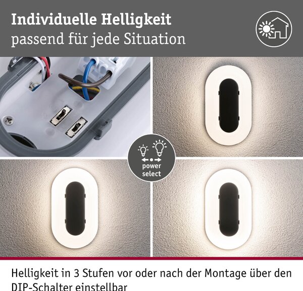 PAULMANN LED venkovní nástěnné svítidlo Elunor IP65 podlouhlé 122x212mm 2200 - 4000K 18,5W 230V antracit/bílá polykarbonát