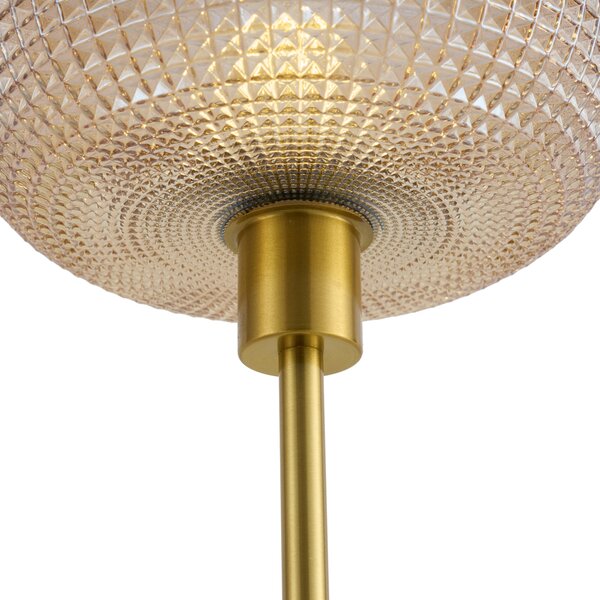 Designová stojací lampa mosazná s jantarovým sklem 2-světla - Brianna