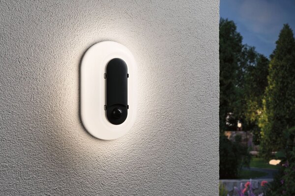 PAULMANN LED venkovní nástěnné svítidlo Elunor pohybové čidlo IP65 podlouhlé 122x212mm 2200 - 4000K 18,5W 230V antracit/bílá polykarbonát