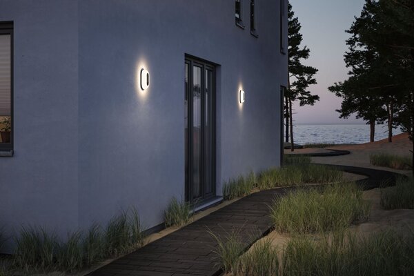 PAULMANN LED venkovní nástěnné svítidlo Elunor pohybové čidlo IP65 podlouhlé 122x212mm 2200 - 4000K 18,5W 230V antracit/bílá polykarbonát