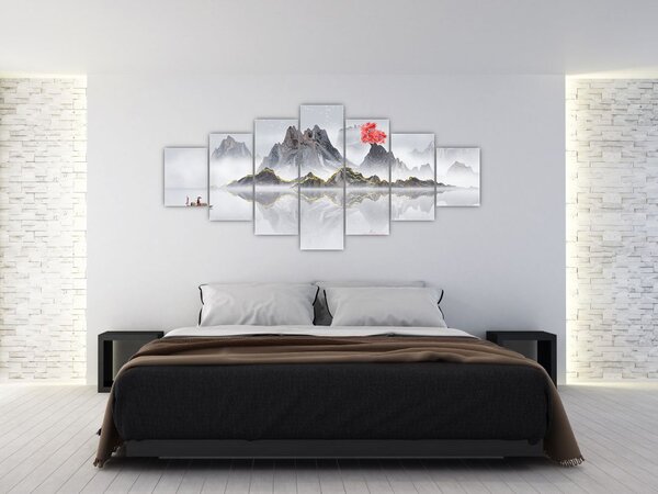 Obraz - Hory v mlze (210x100 cm)