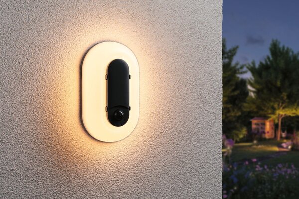 PAULMANN LED venkovní nástěnné svítidlo Elunor pohybové čidlo IP65 podlouhlé 122x212mm 2200 - 4000K 18,5W 230V antracit/bílá polykarbonát