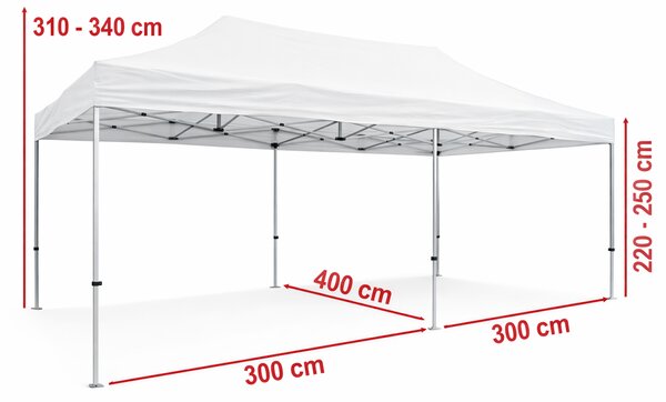 Nůžkový párty stan 3x6m ALU Premium – 4 plné bočnice barva Šedá