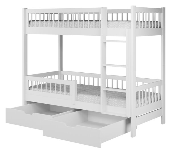 Dětská dvoupatrová postel s úložným prostorem 90x190 REMA - bílá, pravé provedení