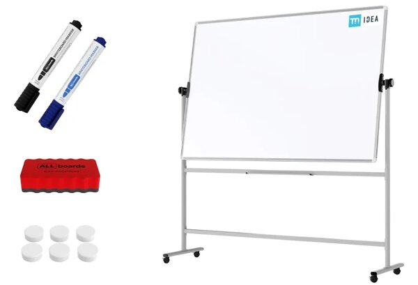 Mobilní tabule TM Idea, oboustranná, otočná, za sucha stíratelná, magnetická, 180x120 cm – řada FLEX
