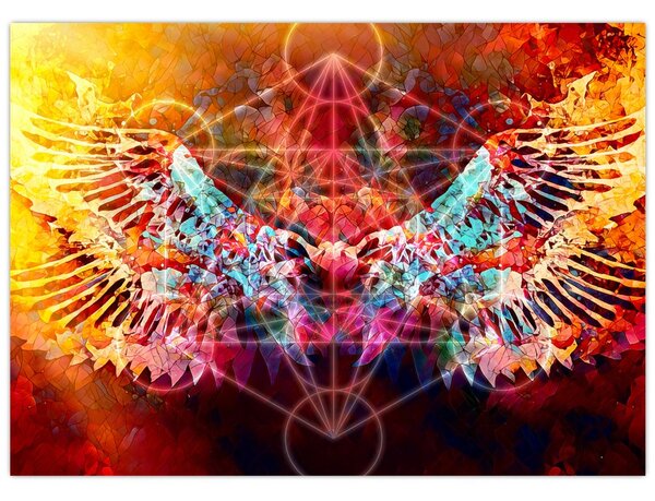 Obraz - Merkaba s křídly, abstrakce (70x50 cm)