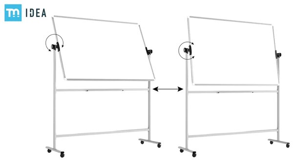 Mobilní tabule TM Idea, oboustranná, otočná, za sucha stíratelná, magnetická, 150x100 cm – řada FLEX