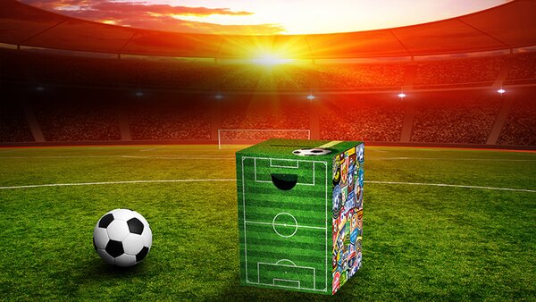 Sedák, stolička, taburet, odkládací stolek.. Soccer fotbal REMEMBER (Barevný karton fotbal)