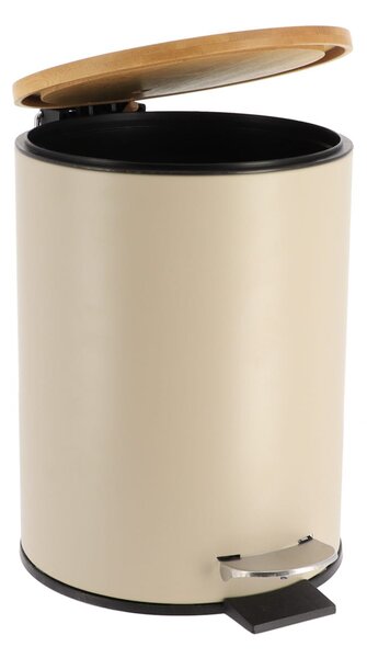 Odpadkový koš Timeless, světle béžová/s dřevěnými prvky, 2,5L