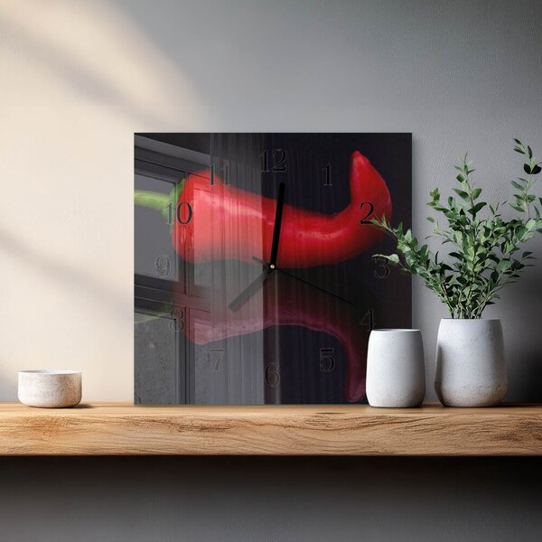 Skleněné hodiny na stěnu Chilli papričky zskc-30x30-00181069