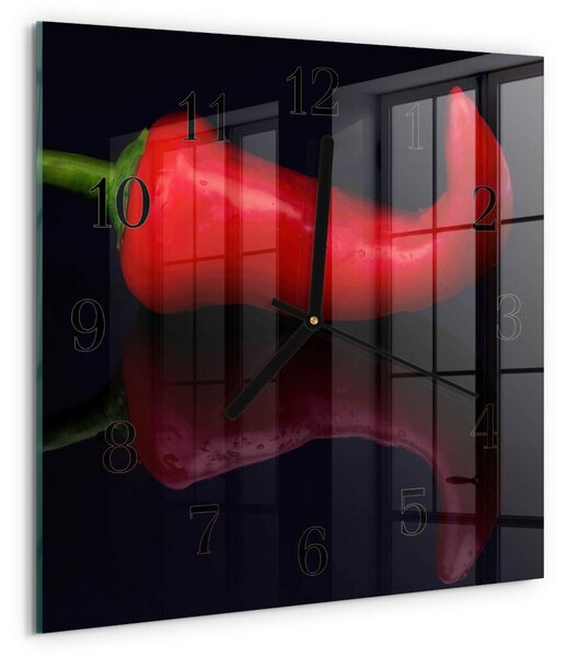 Skleněné hodiny na stěnu Chilli papričky zskc-30x30-00181069