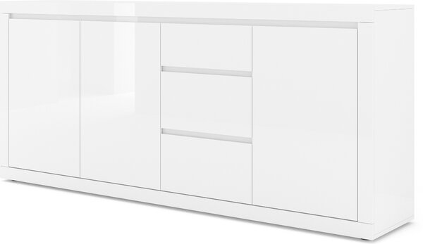 Komoda Bello Bianco IV 195 cm prádelník bílý mat / bílý lesk
