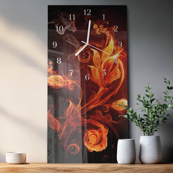 Skleněné hodiny vertikální Abstraktní květiny zsppb-30x60-00057614