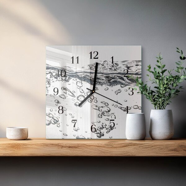 Skleněné hodiny na stěnu Voda zskc-30x30-00181038