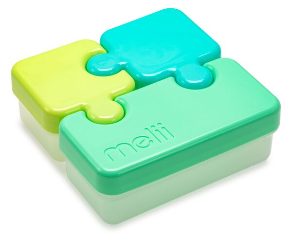 Melii Trojdílná krabička na svačinu Puzzle box 850 ml zelená, limetková, modrá