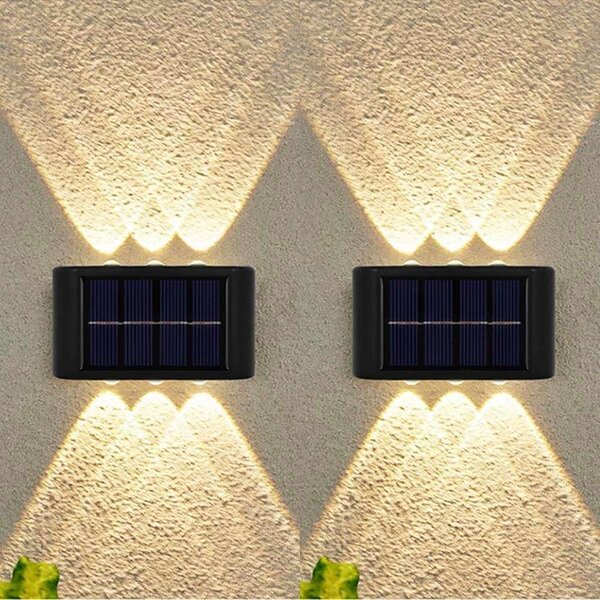 4Leaders Solární LED nástěnné světlo na zahradu a terasu 6 LED 1 ks 9×6×2,5 cm