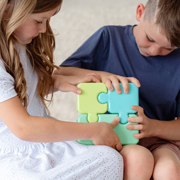 Melii Trojdílná krabička na svačinu Puzzle box 850 ml zelená, limetková, modrá
