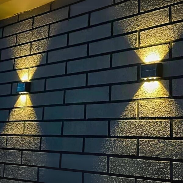 4Leaders Solární LED nástěnné světlo na zahradu a terasu 6 LED 1 ks 9×6×2,5 cm