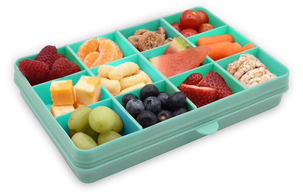 Melii Dělená krabička na svačinu Snackle box 12 přihrádek 1368 ml Barva: tyrkysová