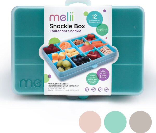 Melii Dělená krabička na svačinu Snackle box 12 přihrádek 1368 ml Barva: tyrkysová