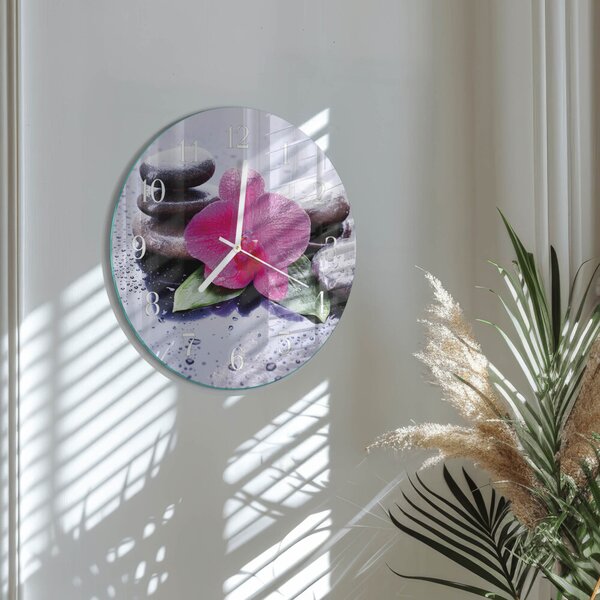 Skleněné hodiny na stěnu Orchidej zsob-fi30-00086429
